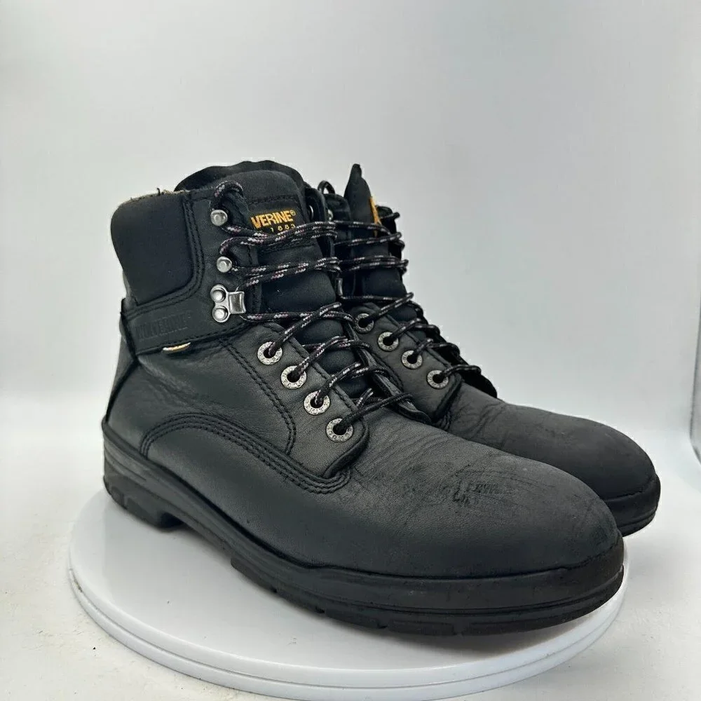 Wolverine Durashocks Men Size 9W Direct Attach Work Boot W03123 Black Leather